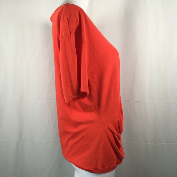 7 For All Mankind T-Shirt Womens S Orange Jersey Knit Short Sleeve Twist Front - Picture 2 of 7